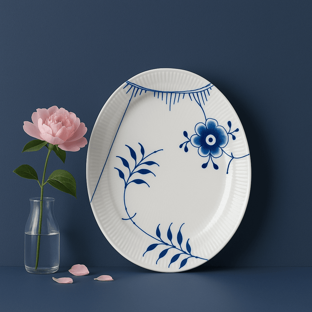 Royal Copenhagen Blå Mega Riflet fad 34 cm