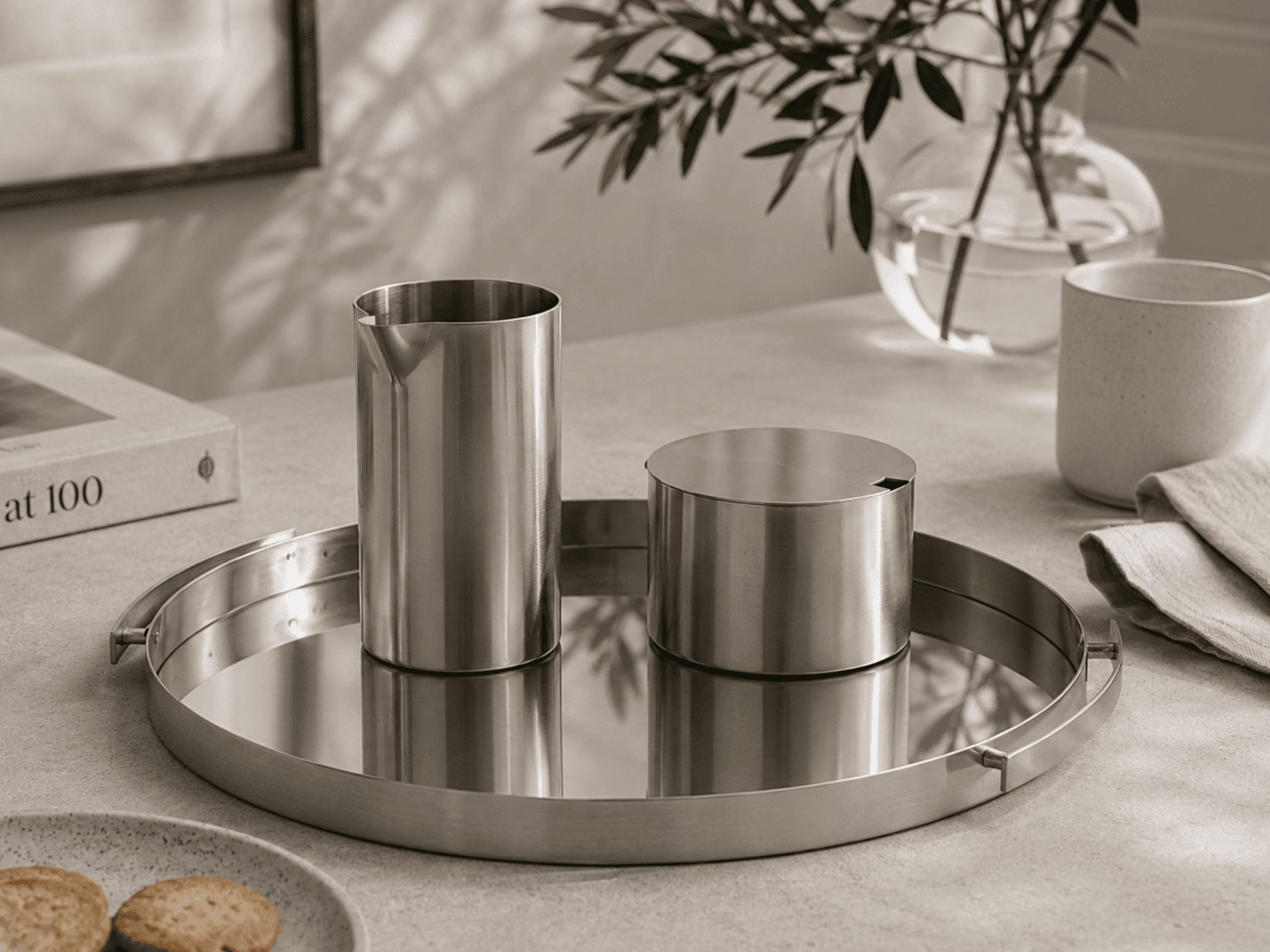 Arne jacobsen Flødekande, sukkerskål & serveringsbakke
